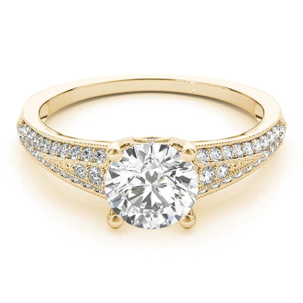 Vintage Multi-Row Milgrain Engagement Ring, style 51060, Top view in yellow gold