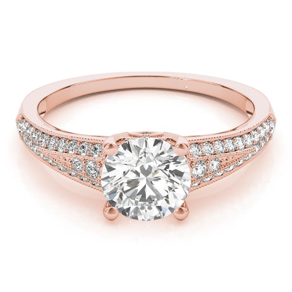 Vintage Multi-Row Milgrain Engagement Ring, style 51060, Top view in rose gold