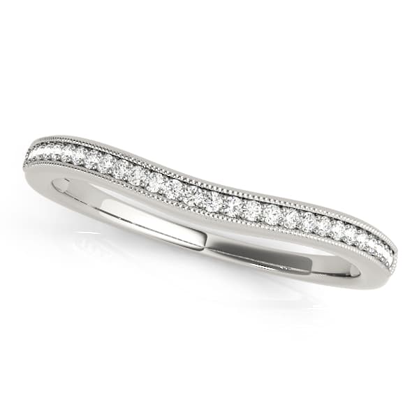 Prong Set Milgrain Curved Wedding Rings — View 1