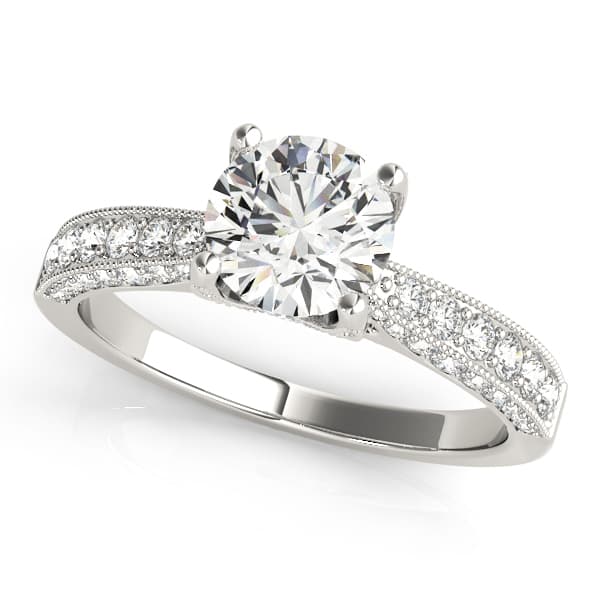 Vintage Inspired Milgrain Engagement Ring — style 51061 in 10k White Gold