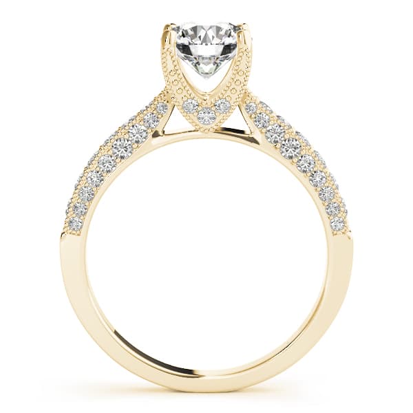 Vintage Inspired Milgrain Engagement Ring, style 51061, Side view in yellow gold