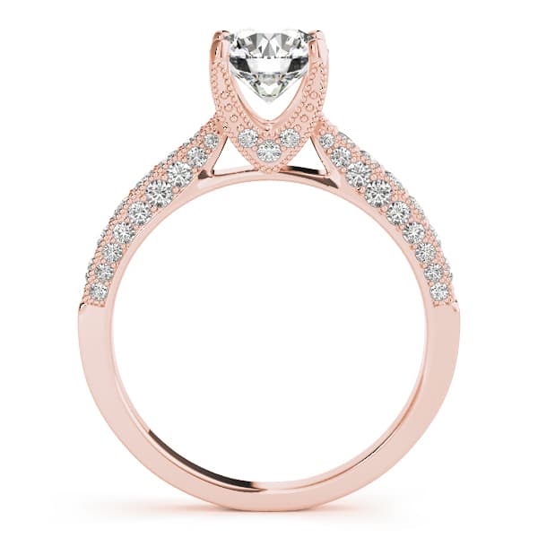 Vintage Inspired Milgrain Engagement Ring, style 51061, Side view in rose gold