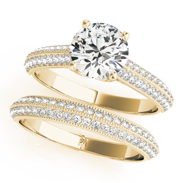 Engagement Ring, style 51062, On hand view in yellow gold