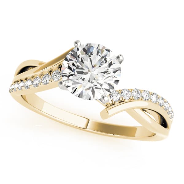 Bypass Single Row Engagement Ring, style 51063, Front view in yellow gold