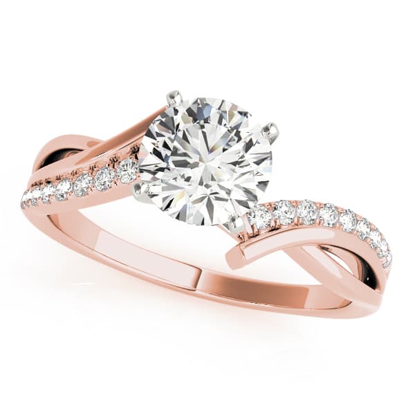 Bypass Single Row Engagement Ring, style 51063, Front view in rose gold