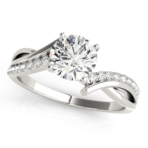 Bypass Single Row Engagement Ring in White gold