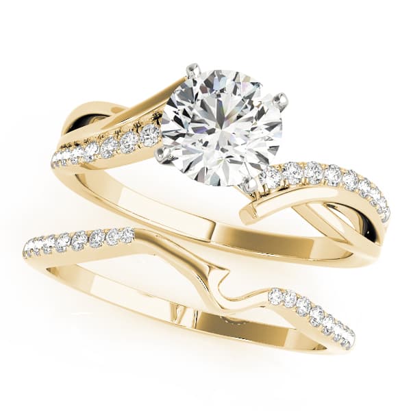 Bypass Single Row Engagement Ring, style 51063, On hand view in yellow gold