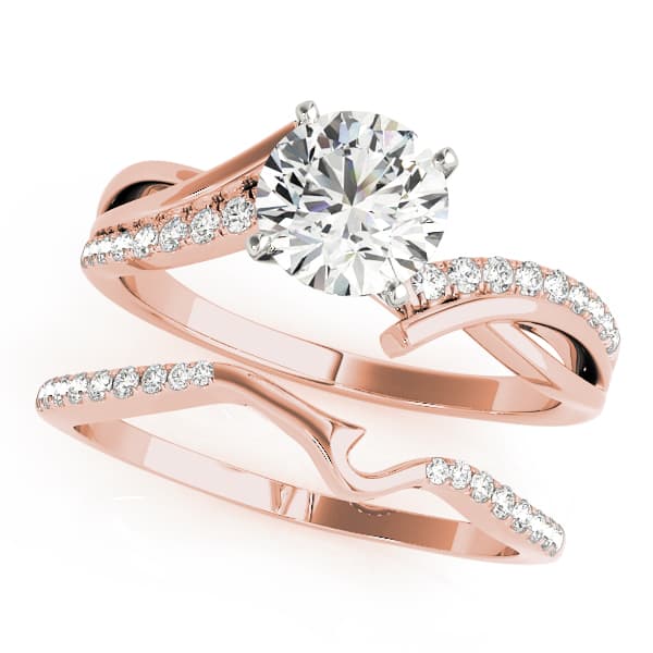 Bypass Single Row Engagement Ring, style 51063, On hand view in rose gold