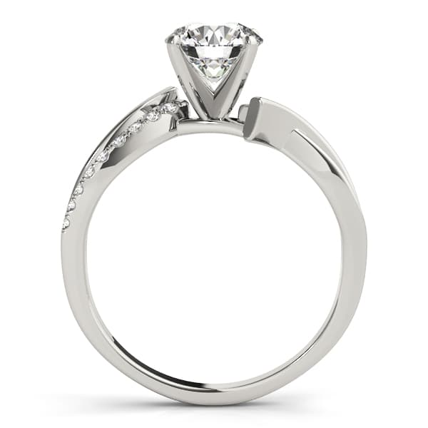 Bypass Single Row Engagement Ring, style 51063, Side view in white gold or platinum