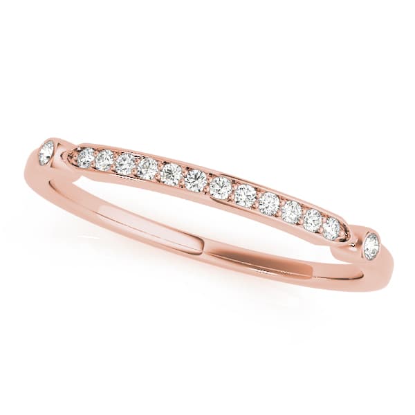 Single Row Prong In Channel Wedding Band (0.08 ct. tw.), Front view in rose gold