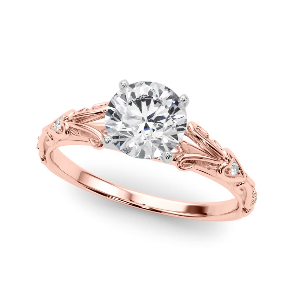 Accented Vintage-Inspired Engagement Ring, style 51065, Front view in rose gold