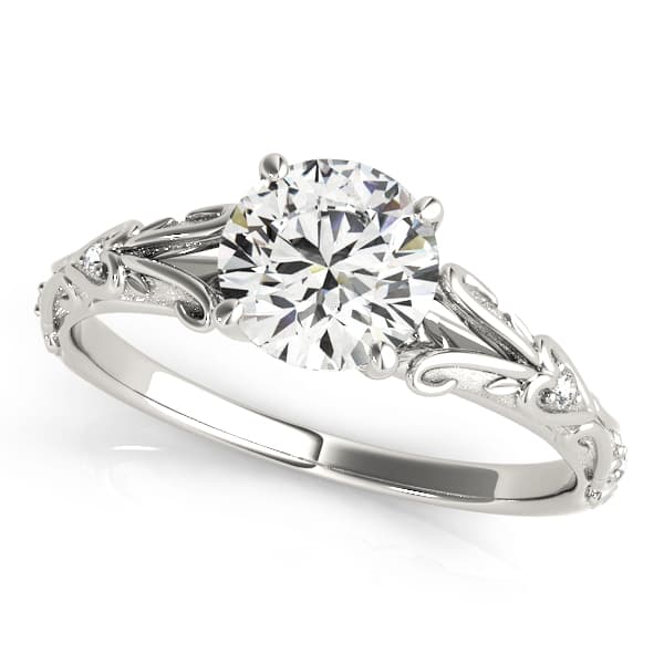 Accented Vintage-Inspired Engagement Ring in White gold