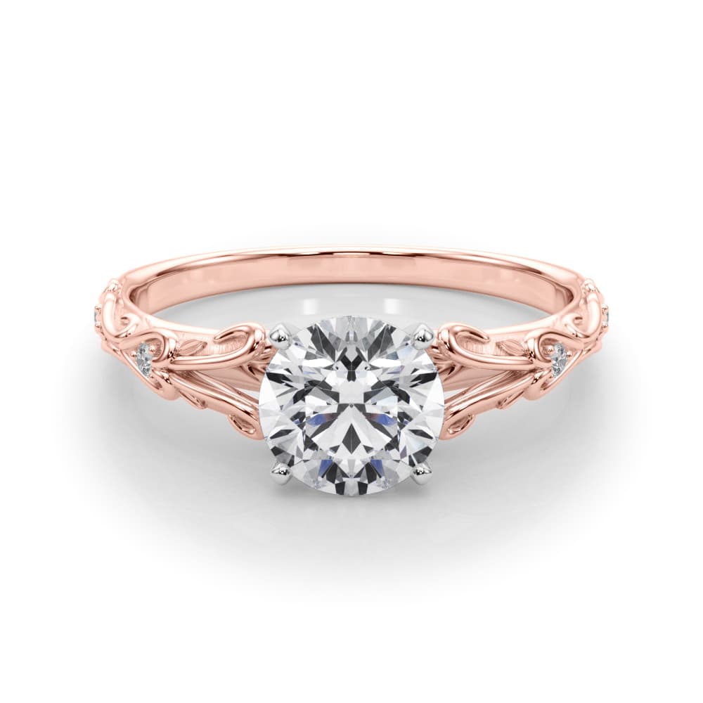 Accented Vintage-Inspired Engagement Ring, style 51065, On hand view in rose gold
