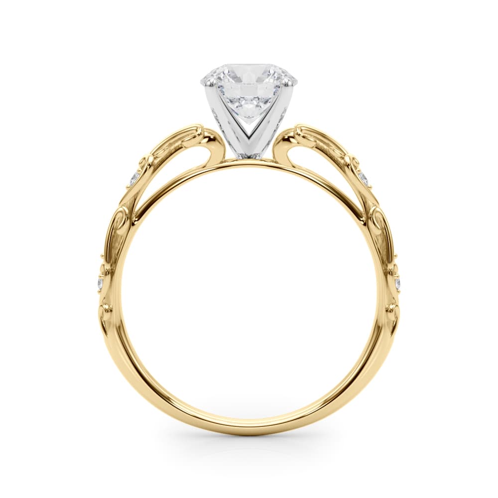Accented Vintage-Inspired Engagement Ring, style 51065, Side view in yellow gold