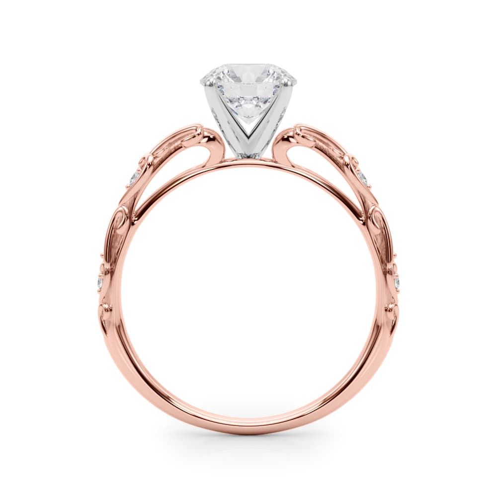 Accented Vintage-Inspired Engagement Ring, style 51065, Side view in rose gold