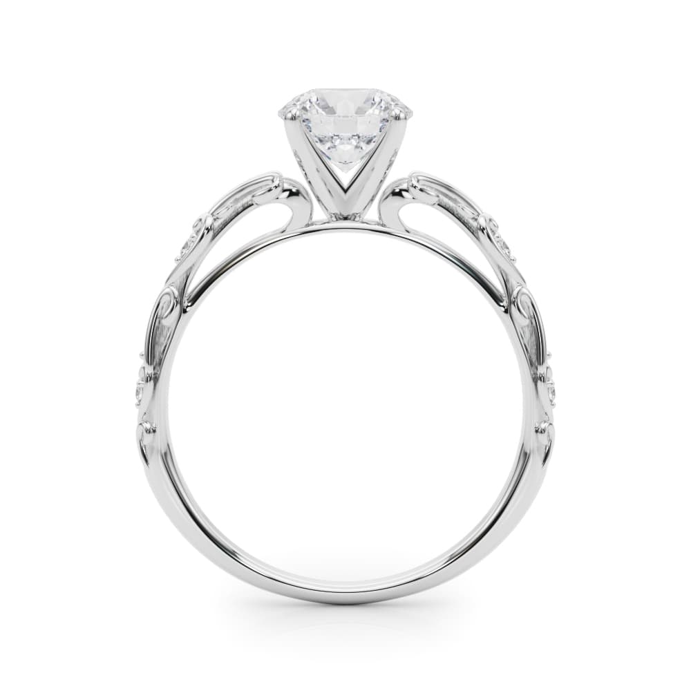 Accented Vintage-Inspired Engagement Ring, style 51065, Side view in white gold or platinum