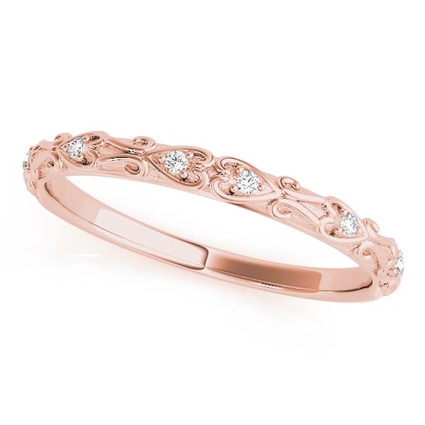 Vintage Inspired Wedding Band (0.04 ct. tw.), Front view in rose gold