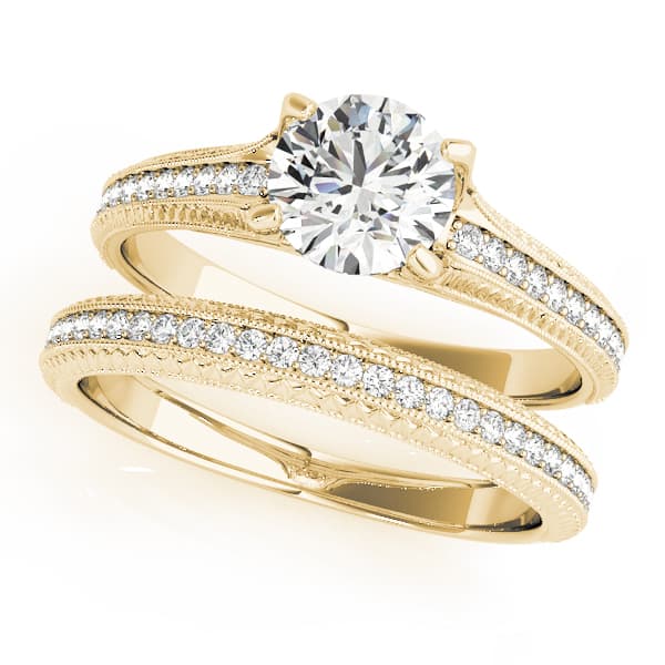 Engagement Ring, style 51066, On hand view in yellow gold
