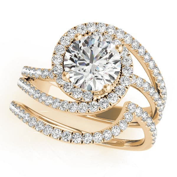 Engagement Ring, style 51068, On hand view in yellow gold