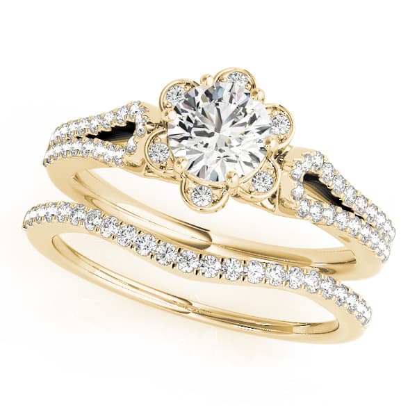 Engagement Ring, style 51069, On hand view in yellow gold