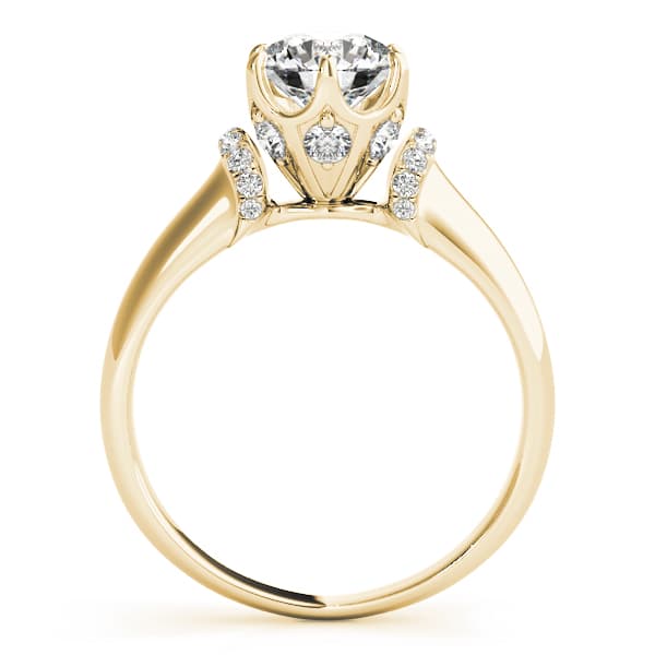 Solitaire Cluster Sides Engagement Ring, style 51070, Side view in yellow gold