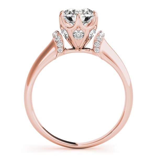 Solitaire Cluster Sides Engagement Ring, style 51070, Side view in rose gold