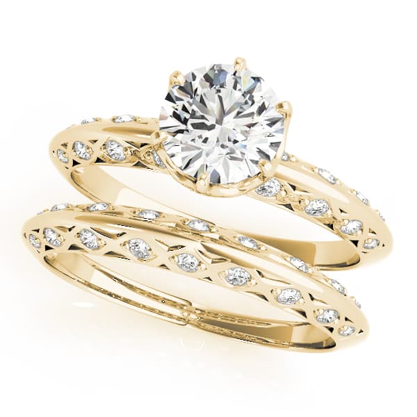 Vintage Solitaire Round Engagement Ring, style 51071, On hand view in yellow gold