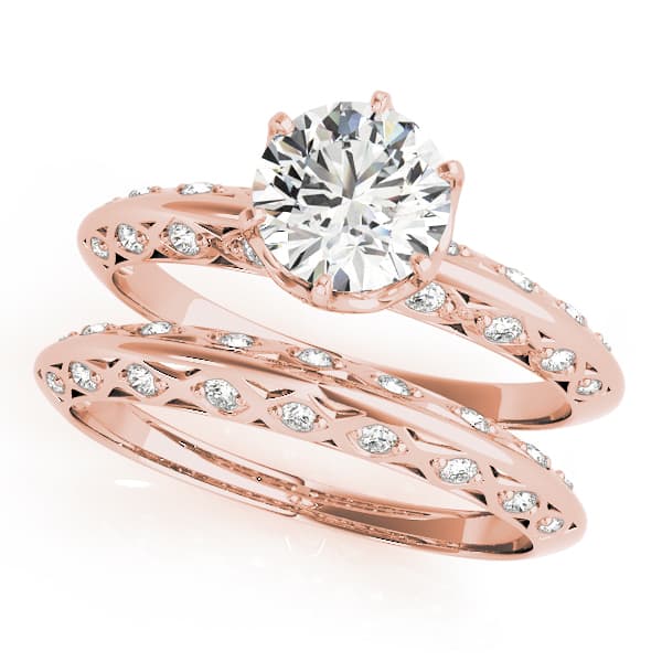 Vintage Solitaire Round Engagement Ring, style 51071, On hand view in rose gold