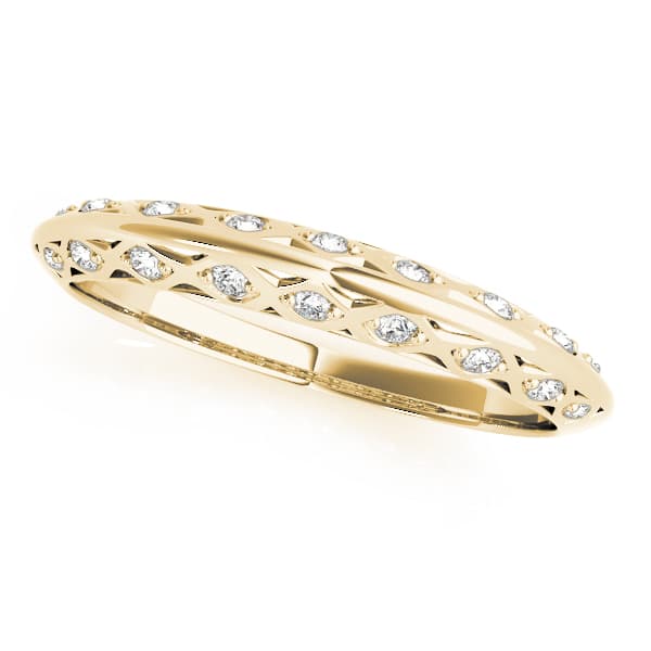 Accented Knife Edge Wedding Band (0.1 ct. tw.), Front view in yellow gold