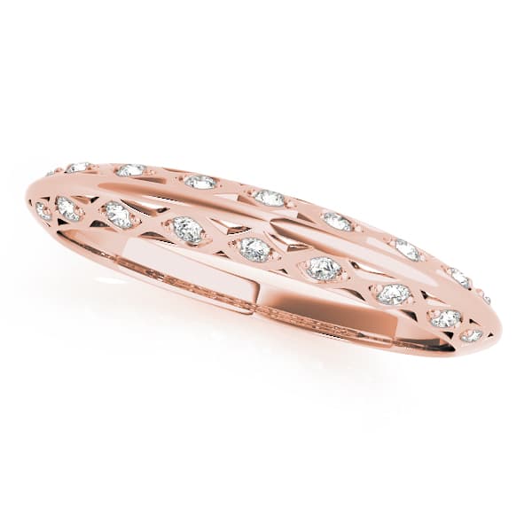 Accented Knife Edge Wedding Band (0.1 ct. tw.), Front view in rose gold