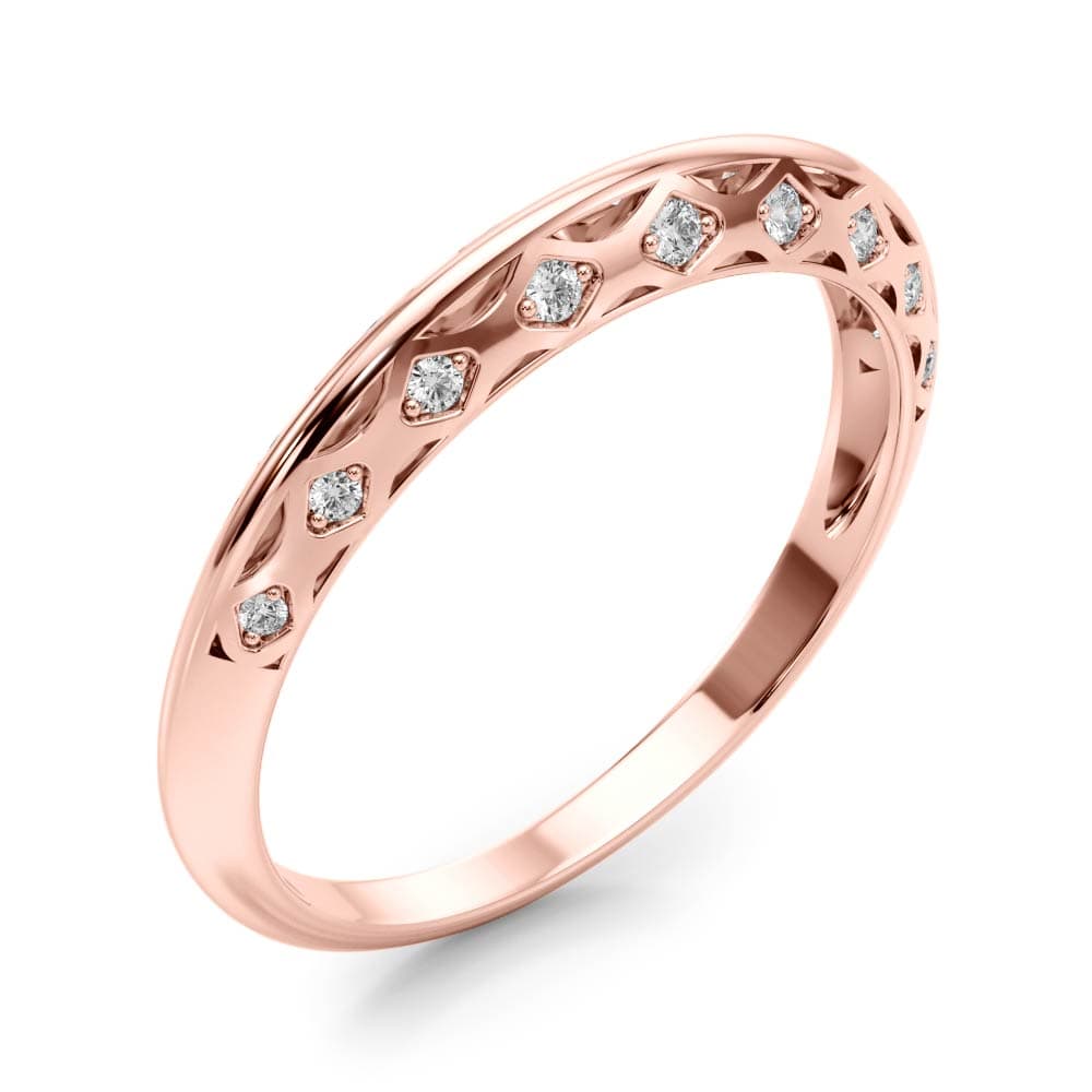 Accented Knife Edge Wedding Band (0.1 ct. tw.), Angle view in rose gold