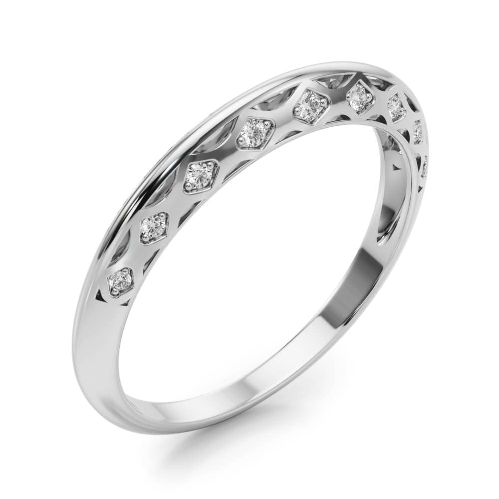 Accented Knife Edge Wedding Band (0.1 ct. tw.), Angle view in white gold or platinum