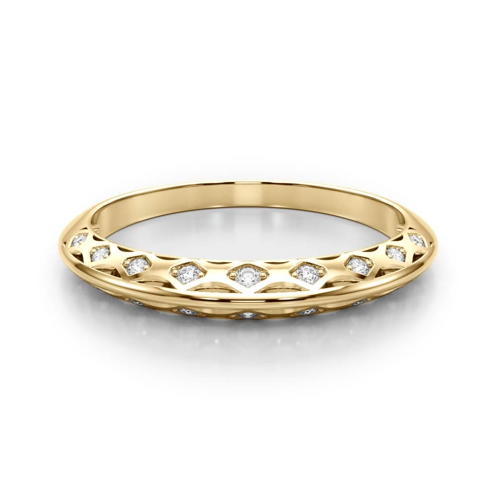 Accented Knife Edge Wedding Band (0.1 ct. tw.), On hand view in yellow gold