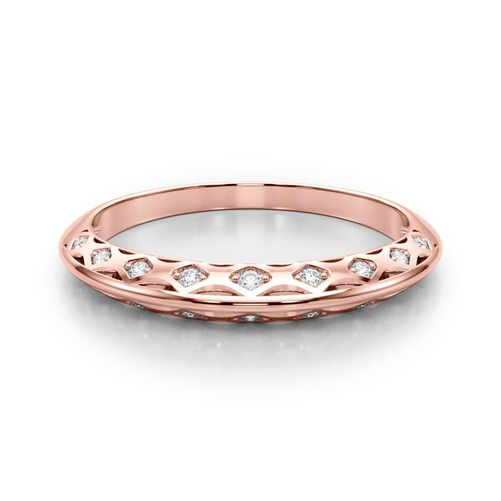Accented Knife Edge Wedding Band (0.1 ct. tw.), On hand view in rose gold