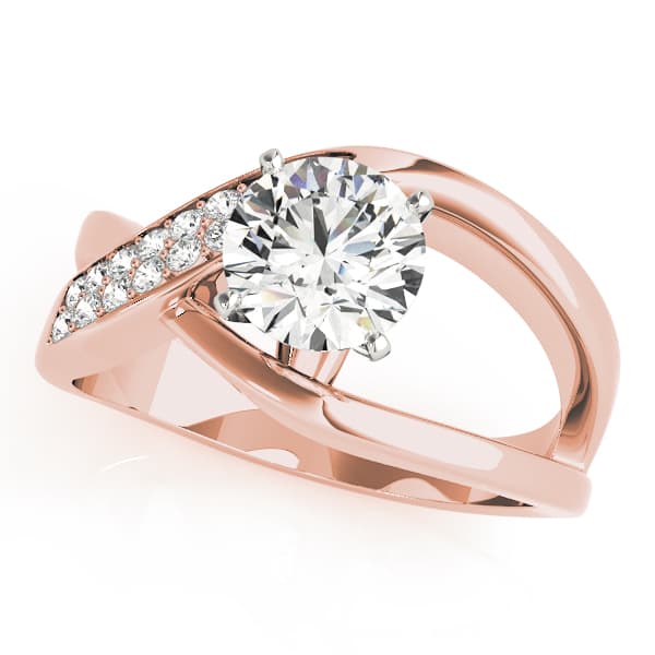 Bypass Engagement Ring, style 51072, Front view in rose gold