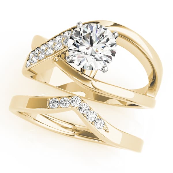 Bypass Engagement Ring, style 51072, On hand view in yellow gold