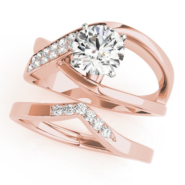Bypass Engagement Ring, style 51072, On hand view in rose gold
