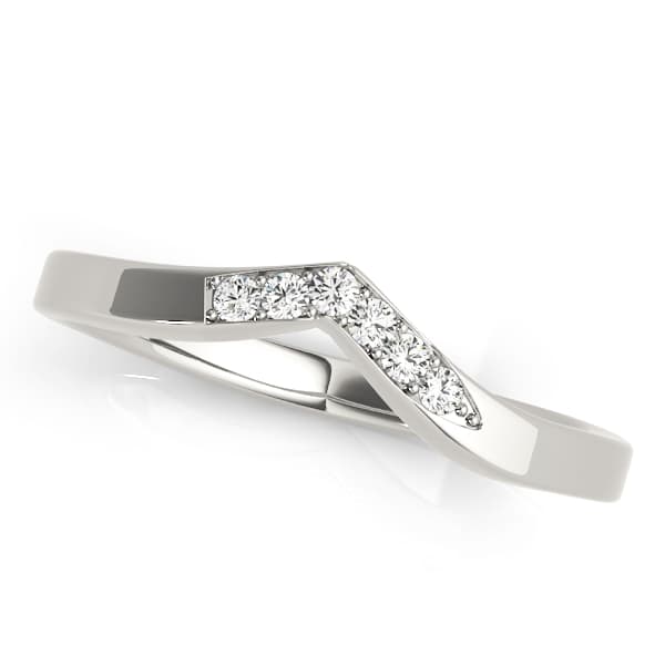 Prong In Channel Curved Wedding Band — White Gold