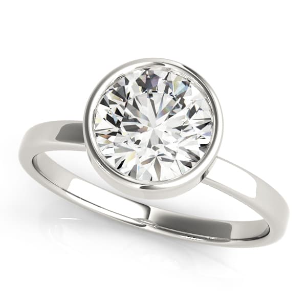 Solitaire Bezel Set Round Engagement Ring — style 51073 in 10k White Gold