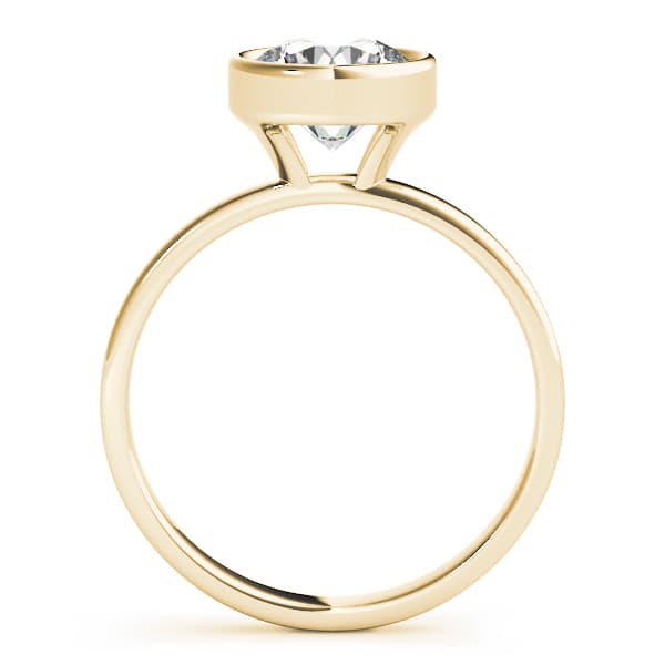 Solitaire Bezel Set Round Engagement Ring, style 51073, Side view in yellow gold