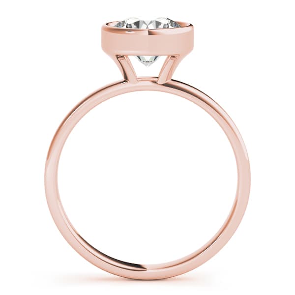 Solitaire Bezel Set Round Engagement Ring, style 51073, Side view in rose gold