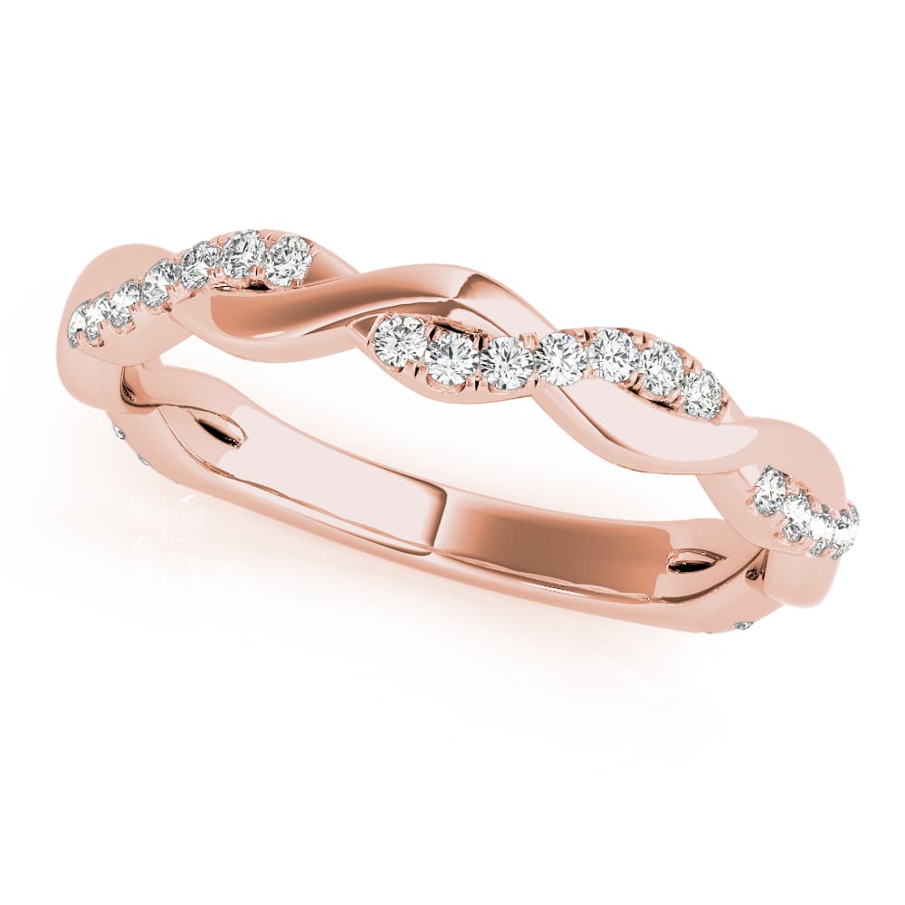 Braided Wedding Band (0.2 ct. tw.), Front view in rose gold