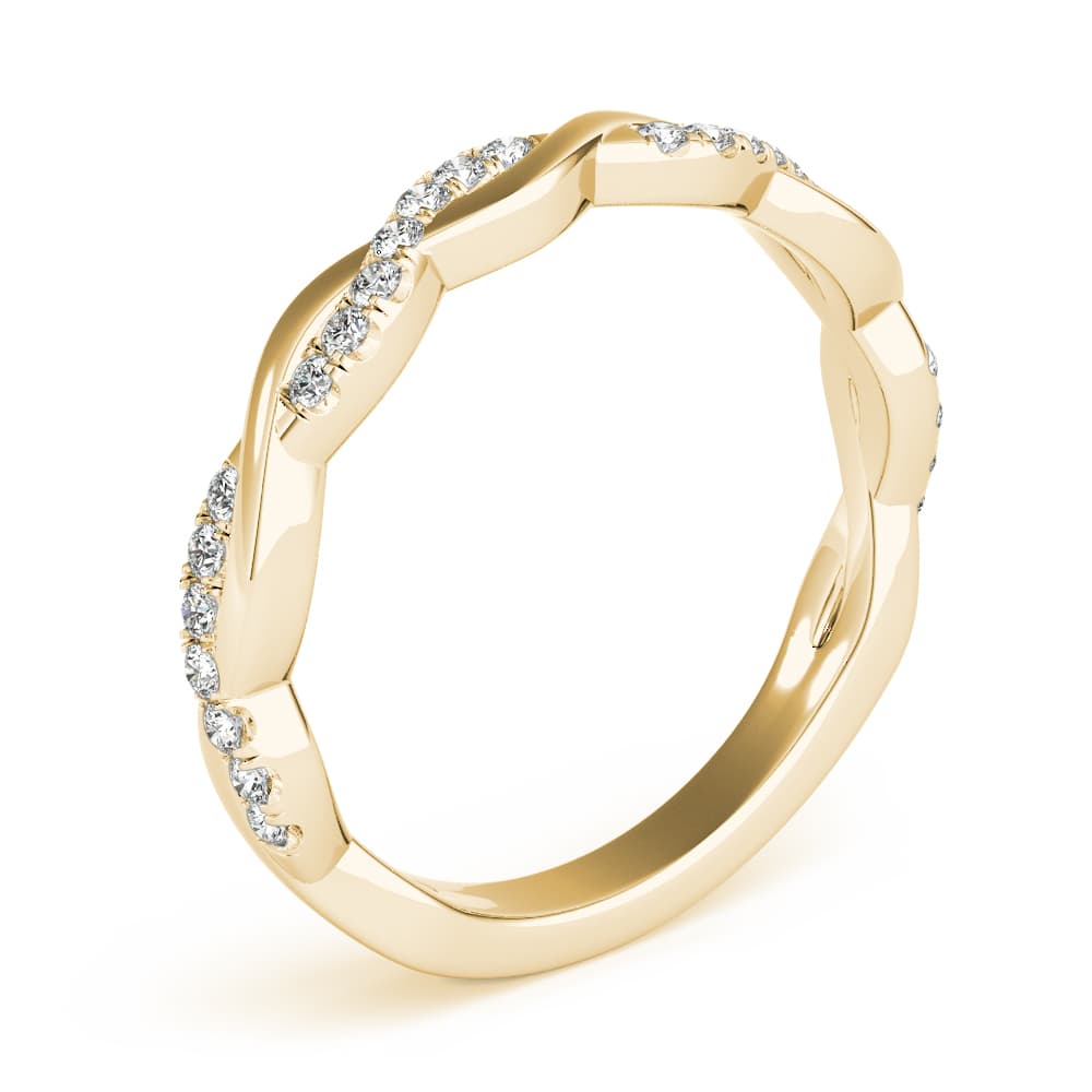 Braided Wedding Band (0.2 ct. tw.), Angle view in yellow gold