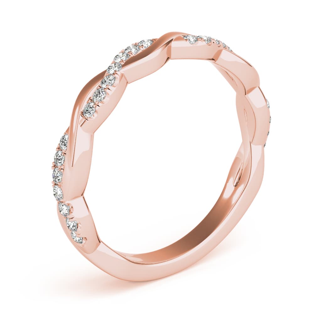 Braided Wedding Band (0.2 ct. tw.), Angle view in rose gold