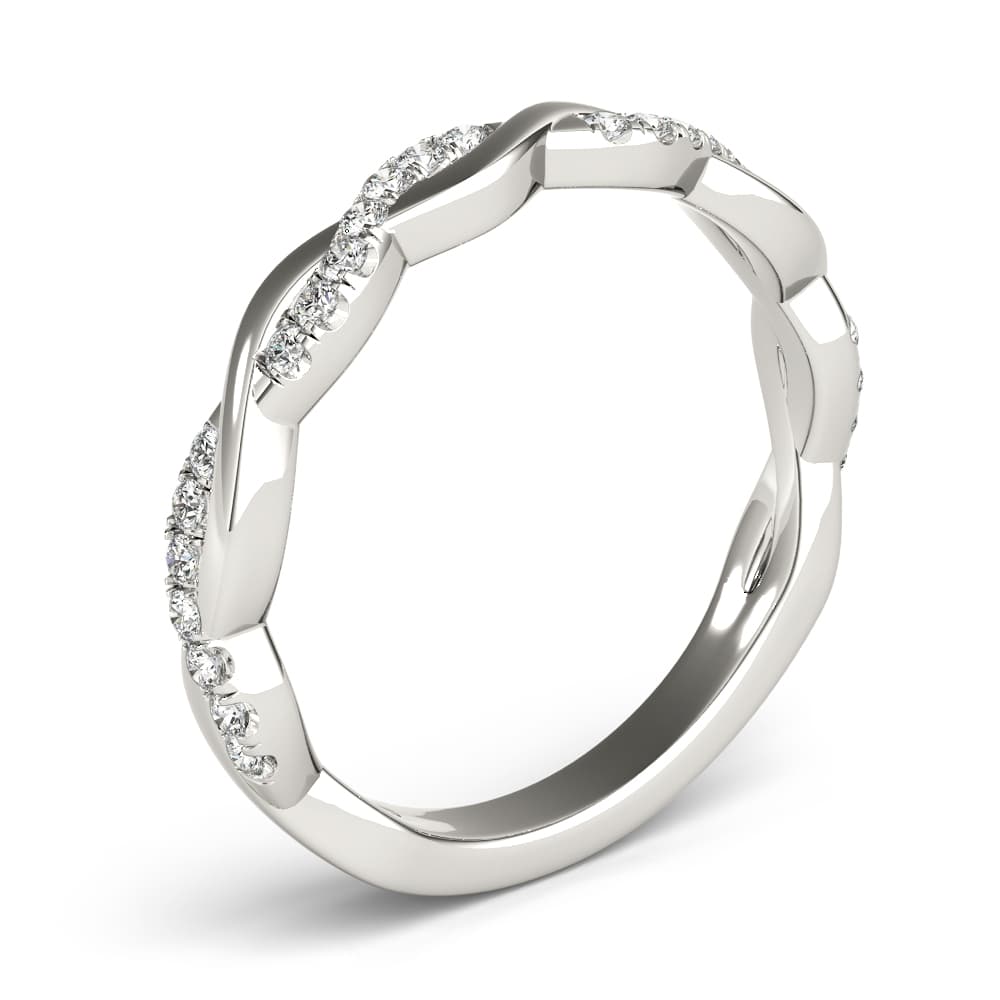 Braided Wedding Band (0.2 ct. tw.), Angle view in white gold or platinum