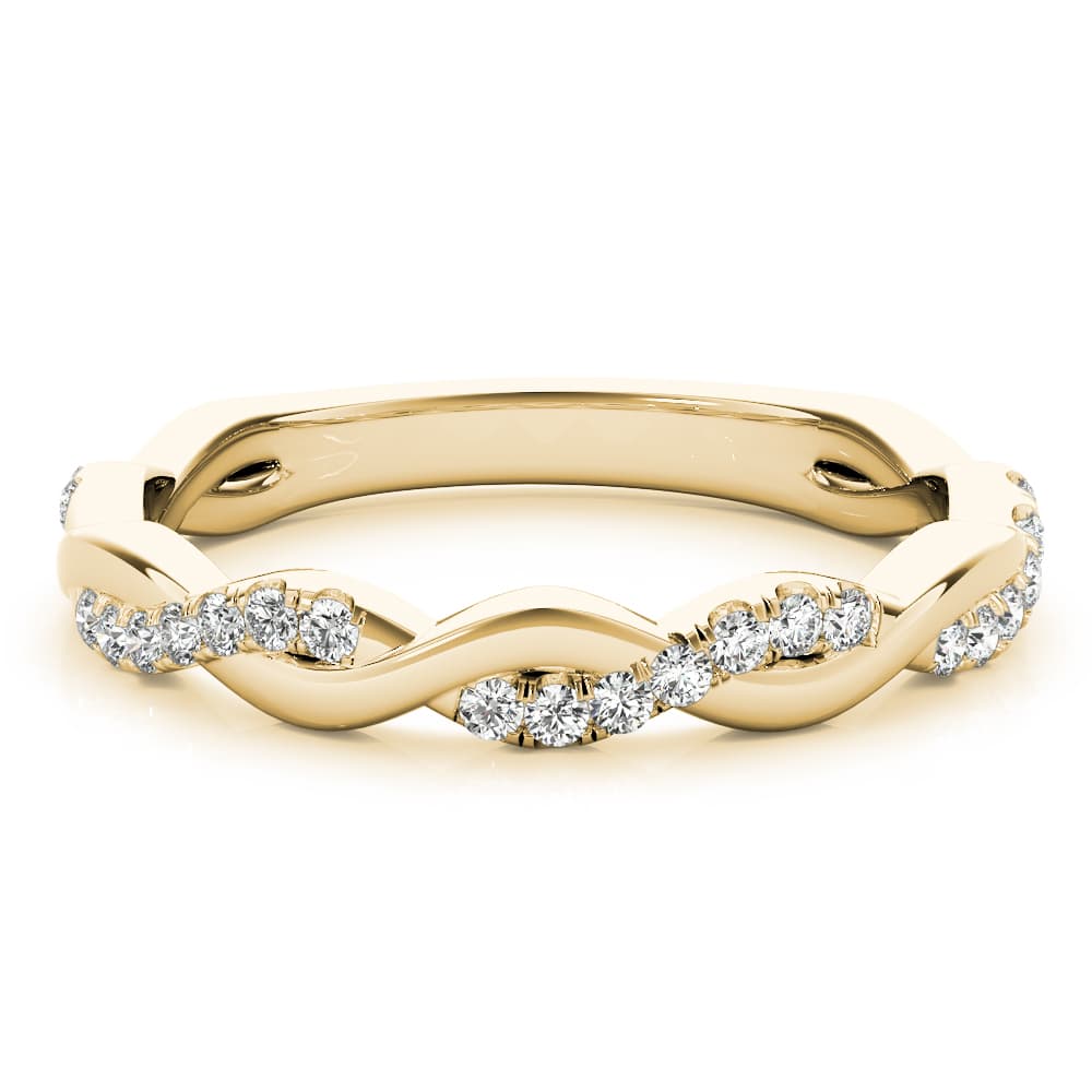 Braided Wedding Band (0.2 ct. tw.), On hand view in yellow gold