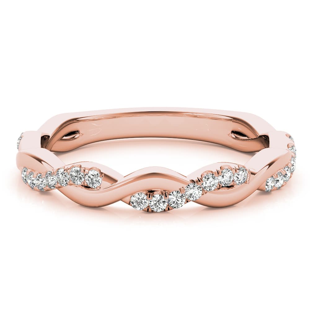 Braided Wedding Band (0.2 ct. tw.), On hand view in rose gold