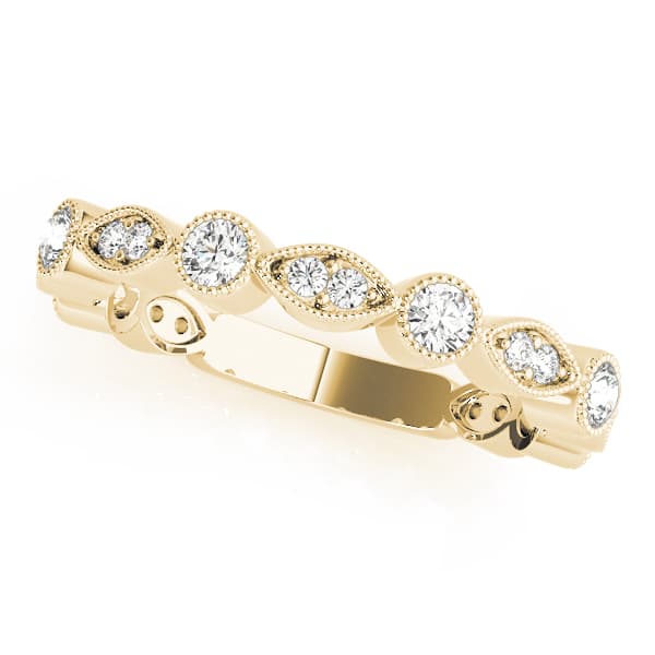 Vintage-Inspired Milgrain Band (1/3 ct. tw.), Front view in yellow gold
