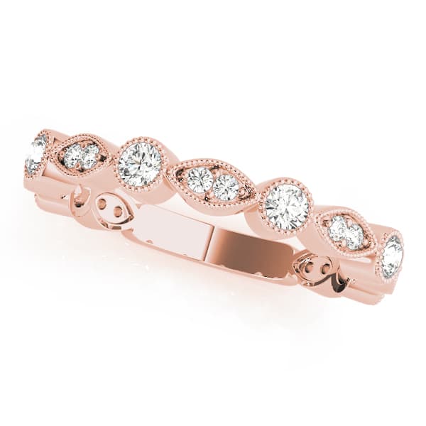 Vintage-Inspired Milgrain Band (1/3 ct. tw.), Front view in rose gold