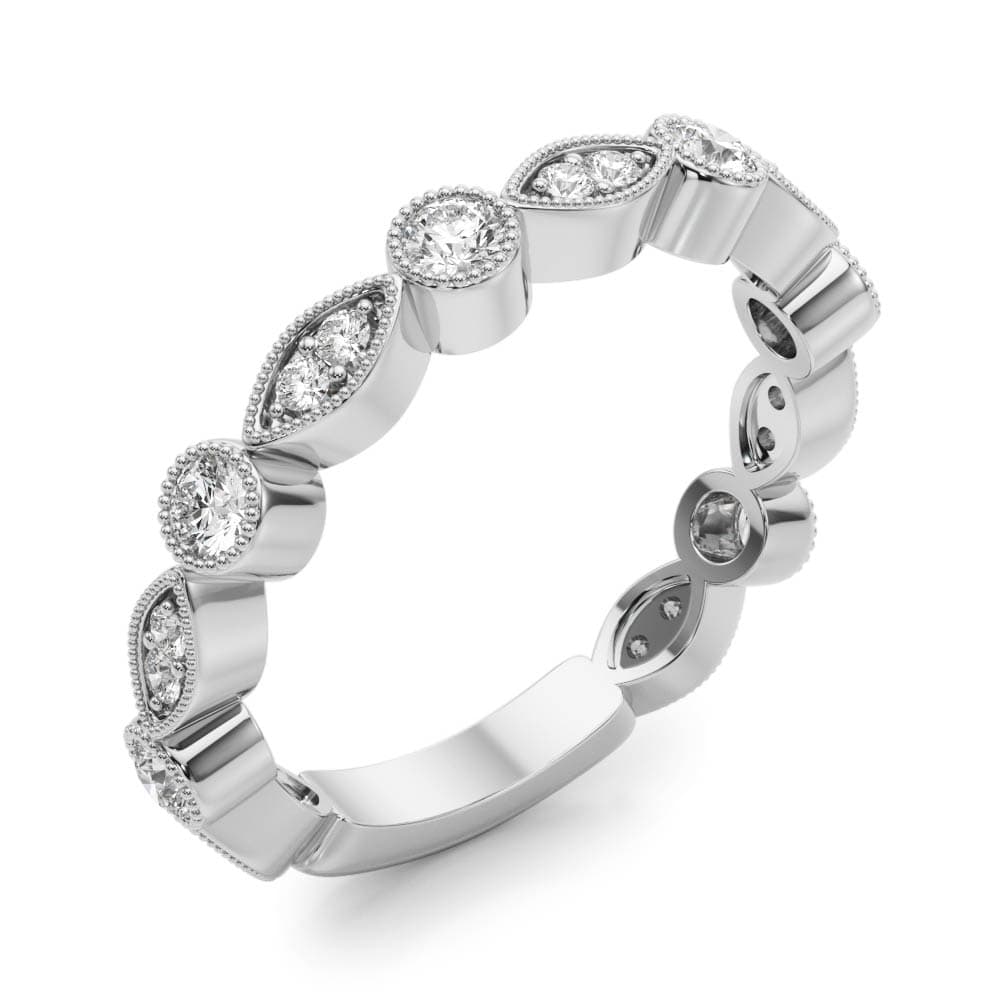 Vintage-Inspired Milgrain Band (1/3 ct. tw.), Angle view in white gold or platinum